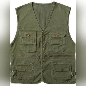 Mens FISHING, HUNTING Gardening Gear Vest GEAR XL Camo Green Tactical TBLC